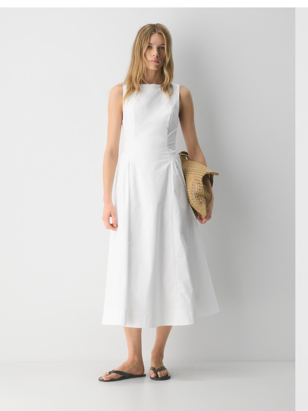 Aritzia Sleeveless White Midi Dress